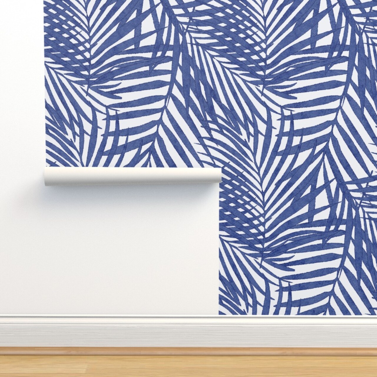 Tropical Ferns Watercolor Tree Palm Leaves Summer Beach Paradise Custom Removable Wallpaper by Spoonflower Peel & Stick Wallpaper 2FT Wide